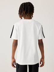 adidas White Essentials 3 Stripes 100% Cotton T-Shirt - Image 3 of 6
