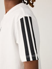 adidas White Essentials 3 Stripes 100% Cotton T-Shirt - Image 5 of 6