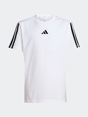 adidas White Essentials 3 Stripes 100% Cotton T-Shirt - Image 6 of 6