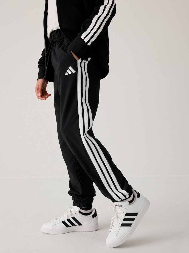adidas Black 3 Stripe Joggers - Image 1 of 6