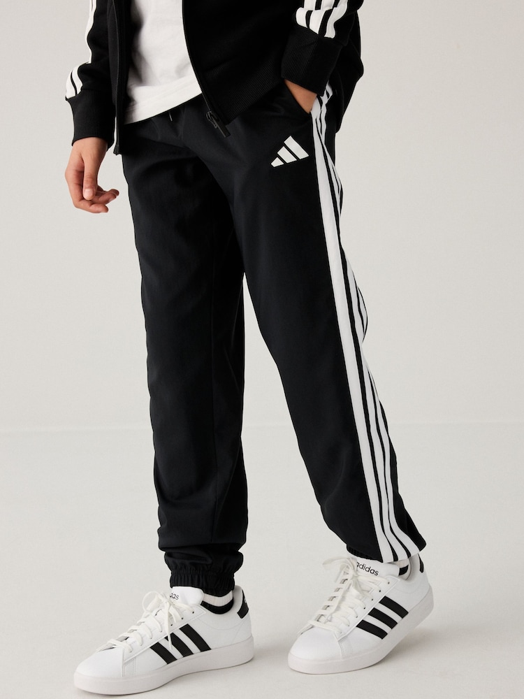 adidas Black 3 Stripe Joggers - Image 2 of 6