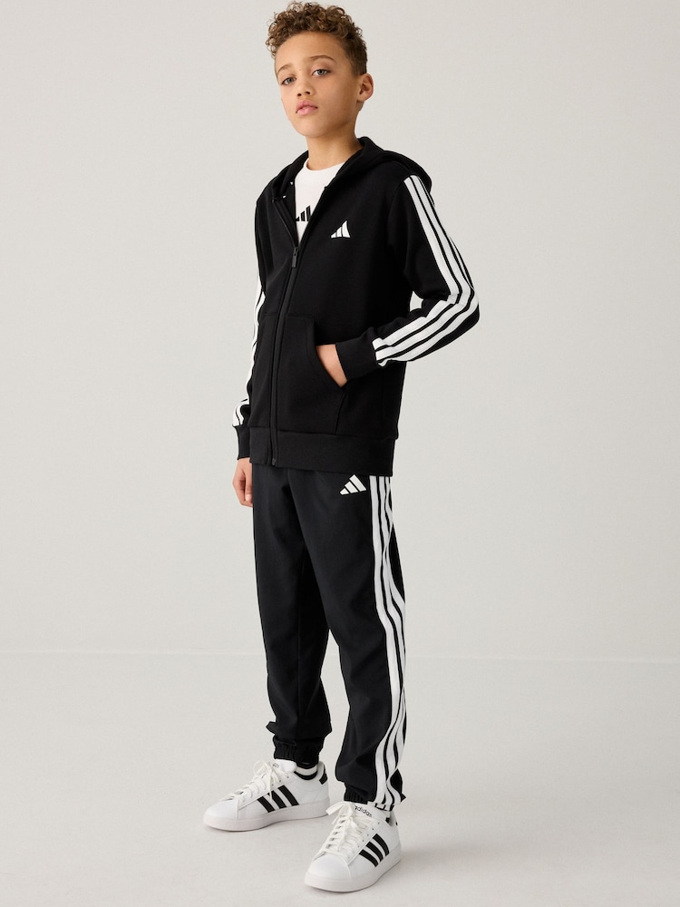 adidas Black 3 Stripe Joggers - Image 3 of 6