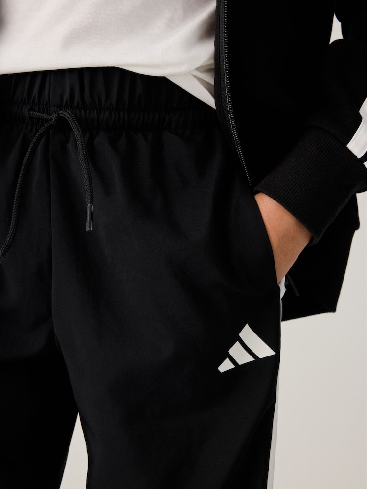 adidas Black 3 Stripe Joggers - Image 5 of 6