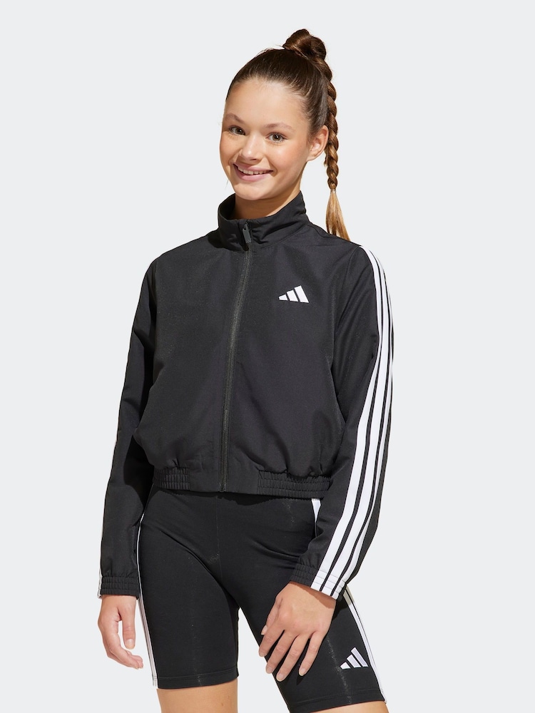 adidas Black 3 Stripe Woven Jacket - Image 1 of 6