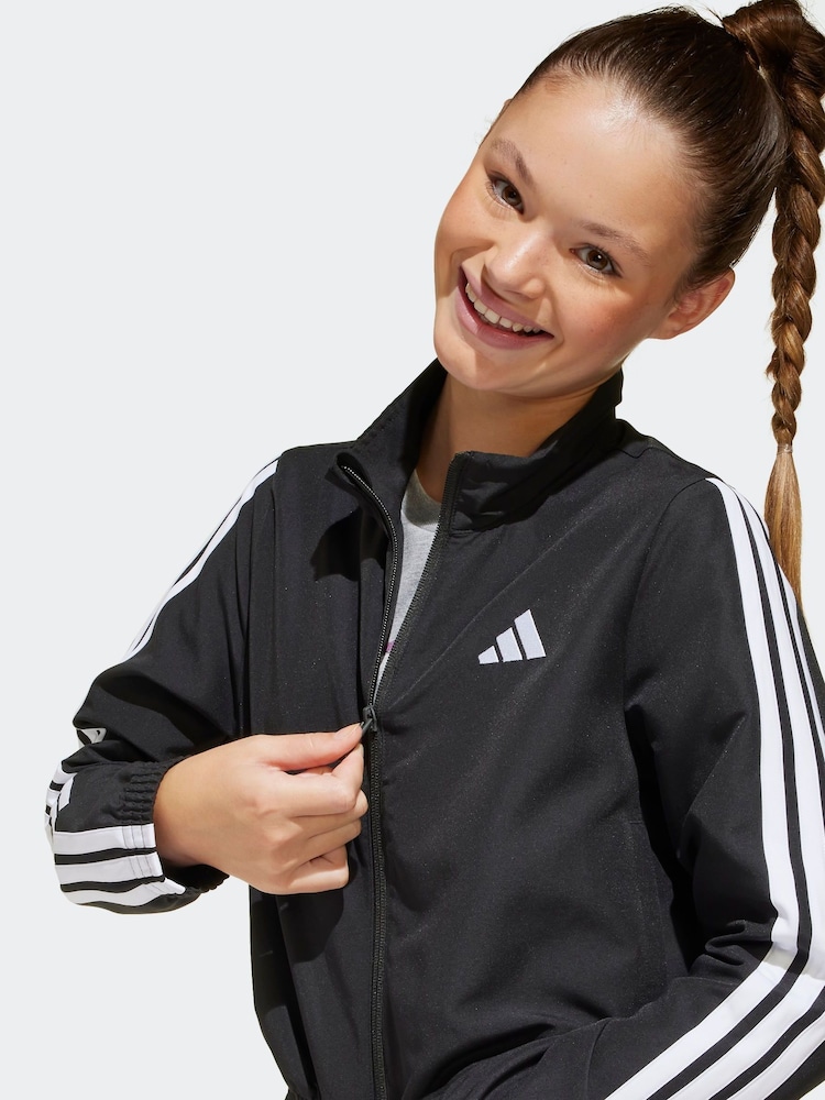 adidas Black 3 Stripe Woven Jacket - Image 5 of 6
