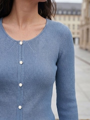 Roman Blue Fine Rib Knit Jumper - Image 4 of 4