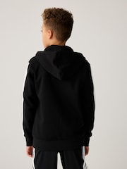 adidas Black 3 Stripe Fleece Full Zip Hoodie - Image 5 of 8