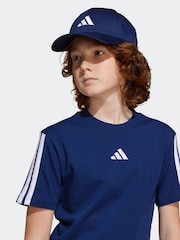 adidas Blue Essentials 3 Stripes 100% Cotton T-Shirt - Image 4 of 6