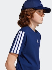 adidas Blue Essentials 3 Stripes 100% Cotton T-Shirt - Image 5 of 6
