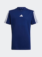 adidas Blue Essentials 3 Stripes 100% Cotton T-Shirt - Image 6 of 6