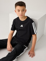 adidas Black Essentials 3 Stripes 100% Cotton T-Shirt - Image 4 of 8