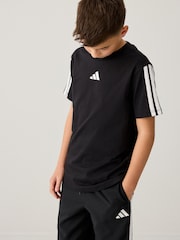 adidas Black Essentials 3 Stripes 100% Cotton T-Shirt - Image 6 of 8