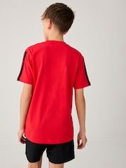 adidas Red Essentials 3 Stripes 100% Cotton T-Shirt - Image 2 of 5