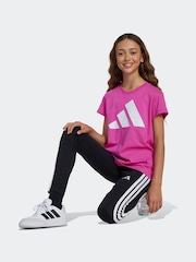 adidas Black Chrome 3 Stripe Essentials Leggings - Image 3 of 6