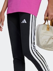 adidas Black Chrome 3 Stripe Essentials Leggings - Image 5 of 6