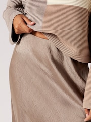 Apricot Grey Satin Bias Cut Maxi Skirt - Image 3 of 4