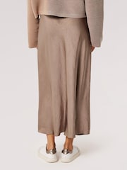 Apricot Grey Satin Bias Cut Maxi Skirt - Image 4 of 4