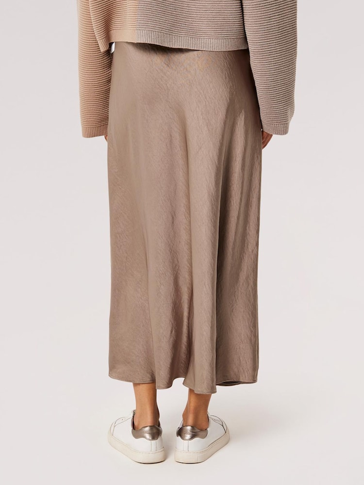 Apricot Grey Satin Bias Cut Maxi Skirt - Image 4 of 4