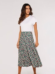 Apricot Green Printed Midi Skirt - Image 1 of 5
