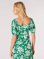 Apricot Green Gathered Short Milkmaid Dress - Image 4 of 4