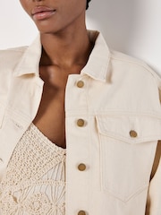 Apricot Cream 100% Cotton Boxy Bianca Denim Trucker Jacket - Image 4 of 5