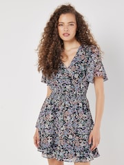 Apricot Blue Medium Ditsy Layered Mini Dress - Image 1 of 5