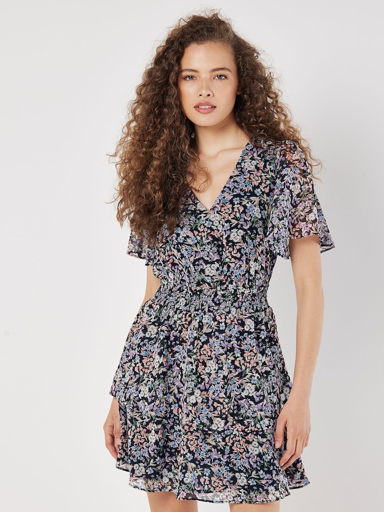 Apricot Blue Medium Ditsy Layered Mini Dress - Image 1 of 5