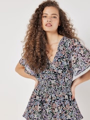 Apricot Blue Medium Ditsy Layered Mini Dress - Image 2 of 5