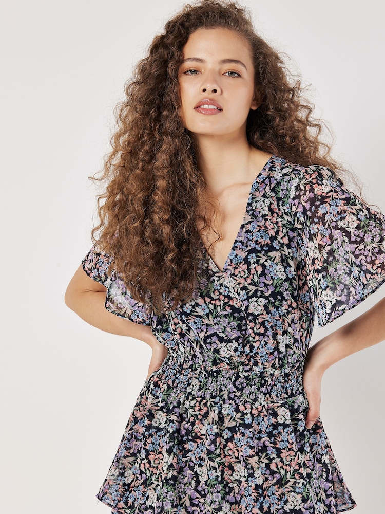 Apricot Blue Medium Ditsy Layered Mini Dress - Image 2 of 5