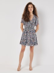 Apricot Blue Medium Ditsy Layered Mini Dress - Image 5 of 5