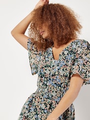 Apricot Green Medium Ditsy Layered Mini Dress - Image 2 of 5