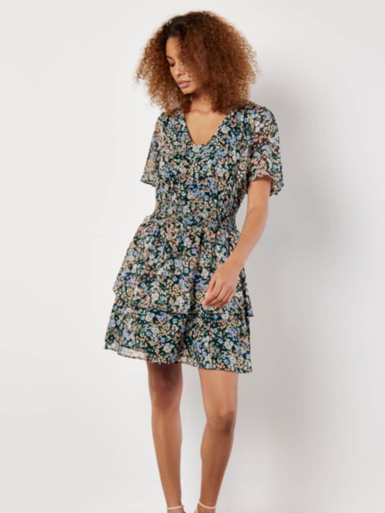 Apricot Green Medium Ditsy Layered Mini Dress - Image 5 of 5 Apricot Green Medium Ditsy Layered Mini Dress - Image 5 of 5
