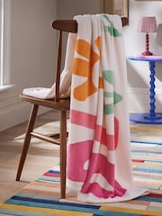 Cream Bloom Slogan Fleece Throw - Image 2 of 5