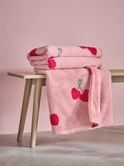 Pink Cherries Borg Fleece Throw - Image 2 of 6