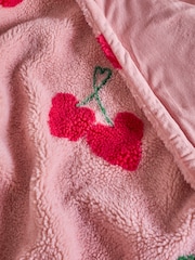 Pink Cherries Borg Fleece Throw - Image 4 of 6