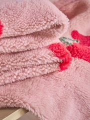 Pink Cherries Borg Fleece Throw - Image 5 of 6