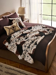 Natural Faux Fur Cow Print Throw - Image 1 of 6
