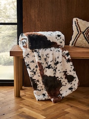 Natural Faux Fur Cow Print Throw - Image 2 of 6
