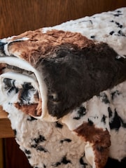 Natural Faux Fur Cow Print Throw - Image 3 of 6