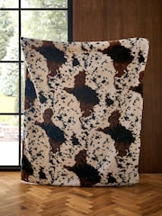 Natural Faux Fur Cow Print Throw - Image 4 of 6