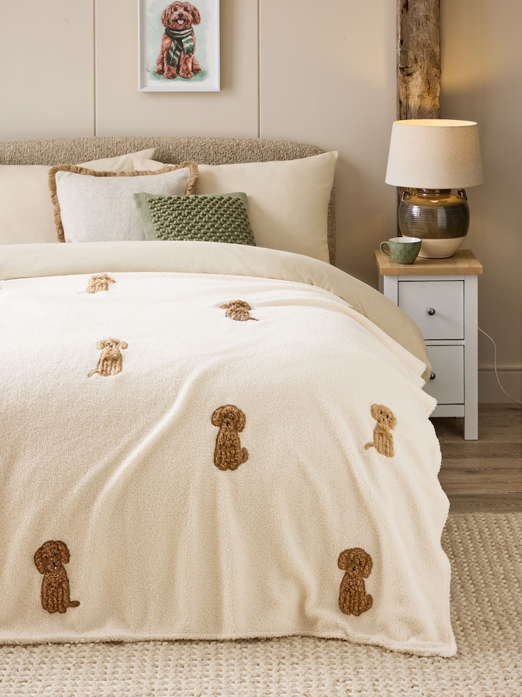 Cream Charlie Cockapoo Fleece Throw - Image 1 of 6