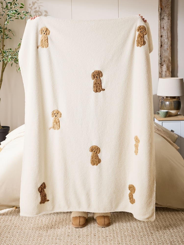 Cream Charlie Cockapoo Fleece Throw