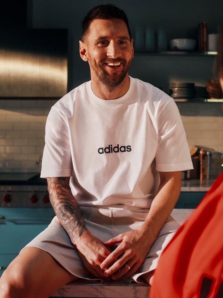 adidas White Single Essentials Linear 100% Cotton Jersey T-Shirt - Image 2 of 8 adidas White Single Essentials Linear 100% Cotton Jersey T-Shirt - Image 2 of 8