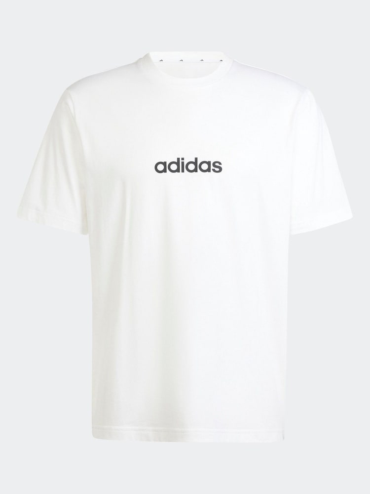 Blanco - adidas Single Essentials Linear 100% Cotton Jersey T-Shirt - Imagen 8 de 8