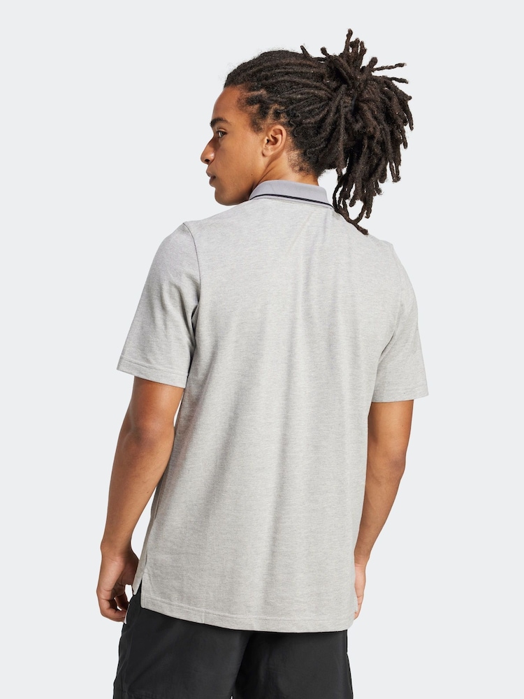 adidas Grey Essentials Small Logo Piqué Polo Shirt - Image 3 of 6