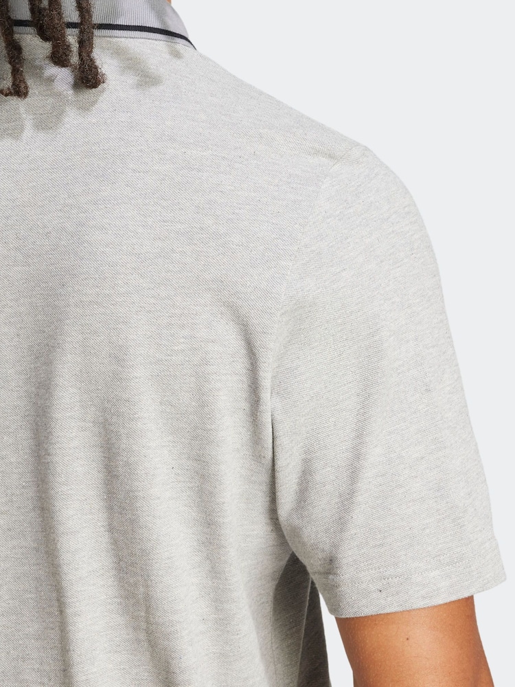 adidas Grey Essentials Small Logo Piqué Polo Shirt - Image 5 of 6