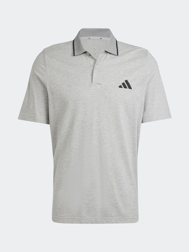 رمادي - قميص بولو بيكيه بشعار صغير من adidas - صورة 6 من 6