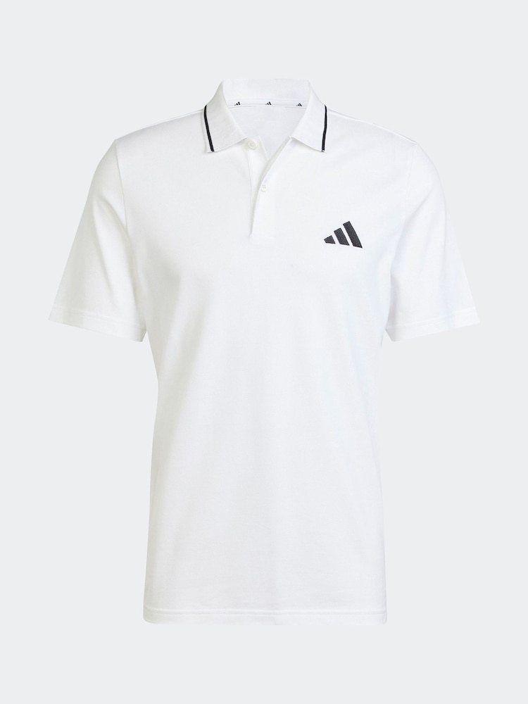adidas White Essentials Small Logo Piqué Polo Shirt - Image 5 of 5 adidas White Essentials Small Logo Piqué Polo Shirt - Image 5 of 5