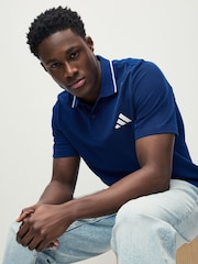 أزرق - قميص بولو بيكيه بشعار صغير من adidas - صورة 3 من 5