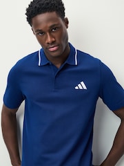أزرق - قميص بولو بيكيه بشعار صغير من adidas - صورة 4 من 5